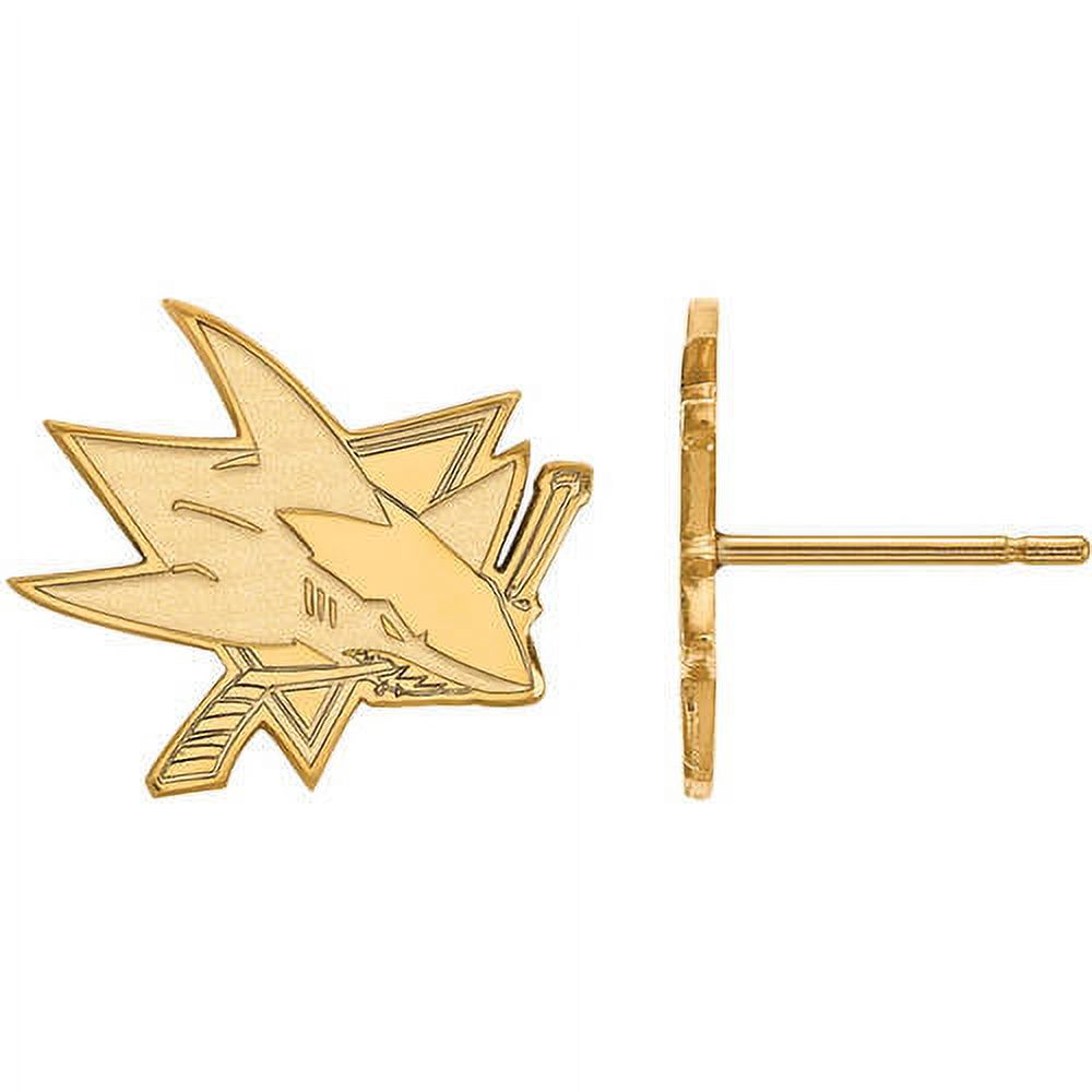 14K Yellow Gold NHL LogoArt San Jose Sharks Small Post Earrings