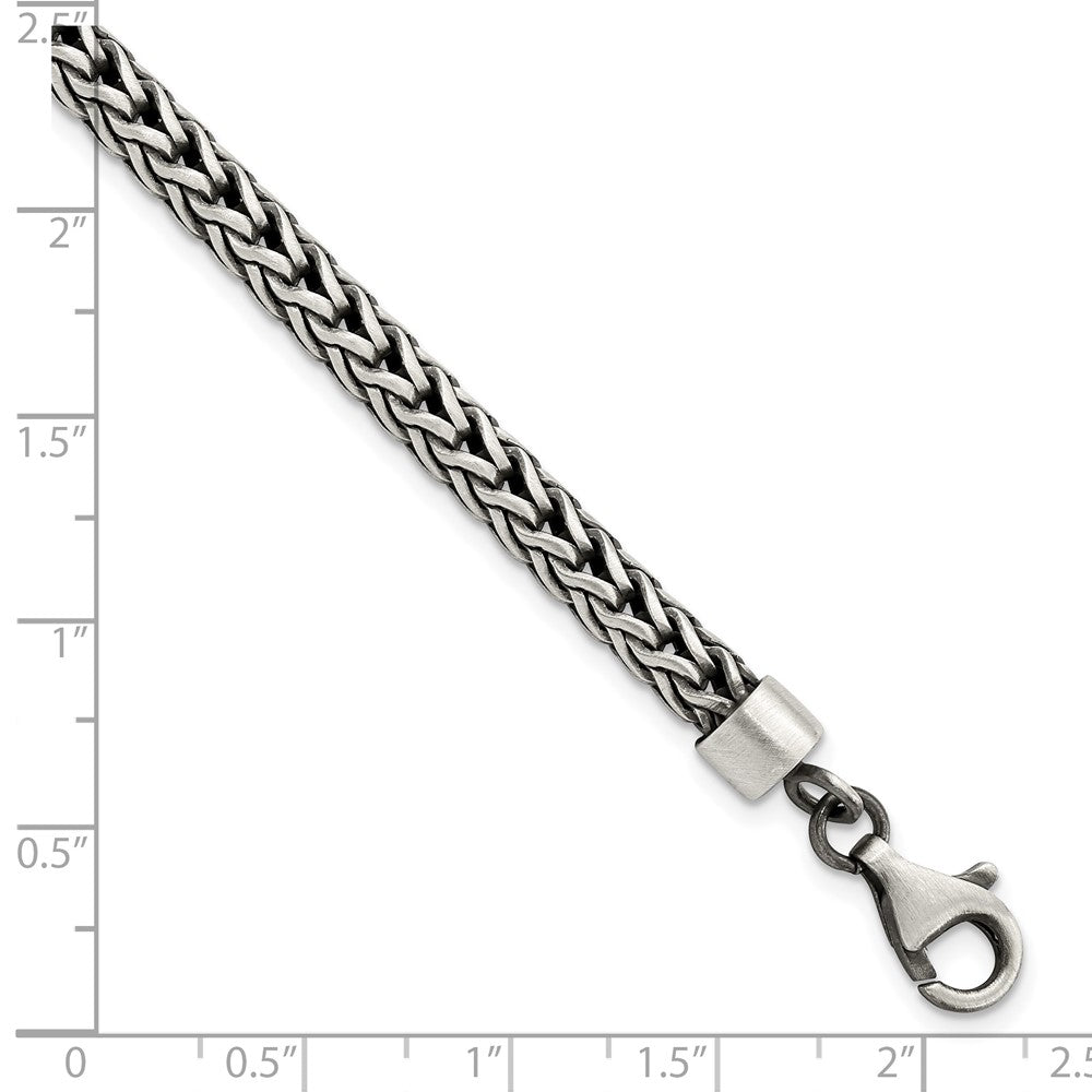 Sterling Silver Satin & Antiqued Franco Chain Bracelet 8.25 inches