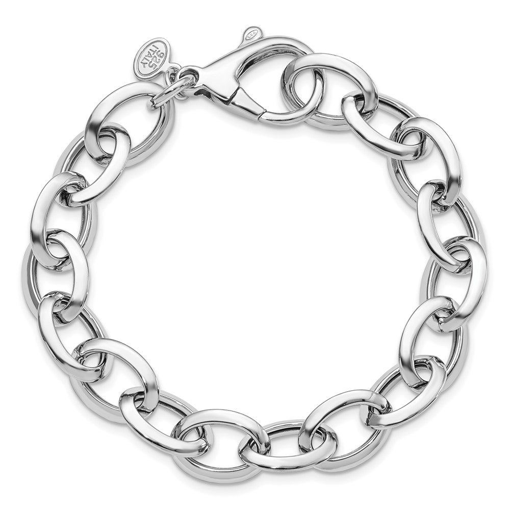 Sterling Silver Rhodium-plated Polished Fancy Link Bracelet 8  inches