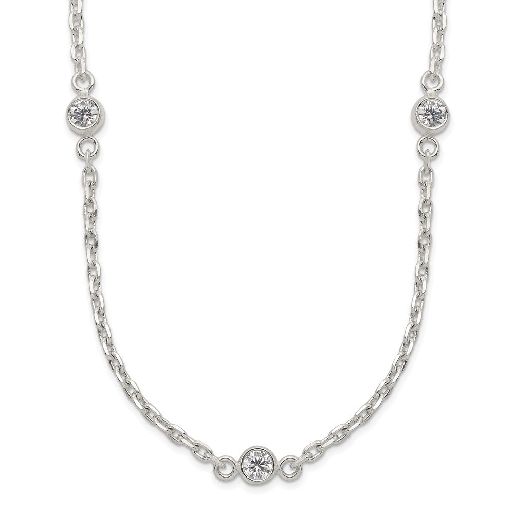 Sterling Silver Polished 5-Station CZ Necklace 18 Inches