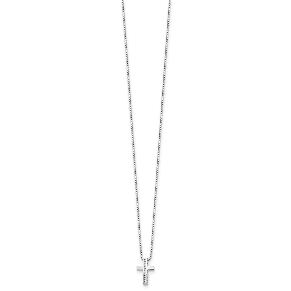 White Ice Sterling Silver Rhodium-plated 18 Inch Diamond Cross Slide Pendant Necklace with 2 Inch Extender 18 Inches