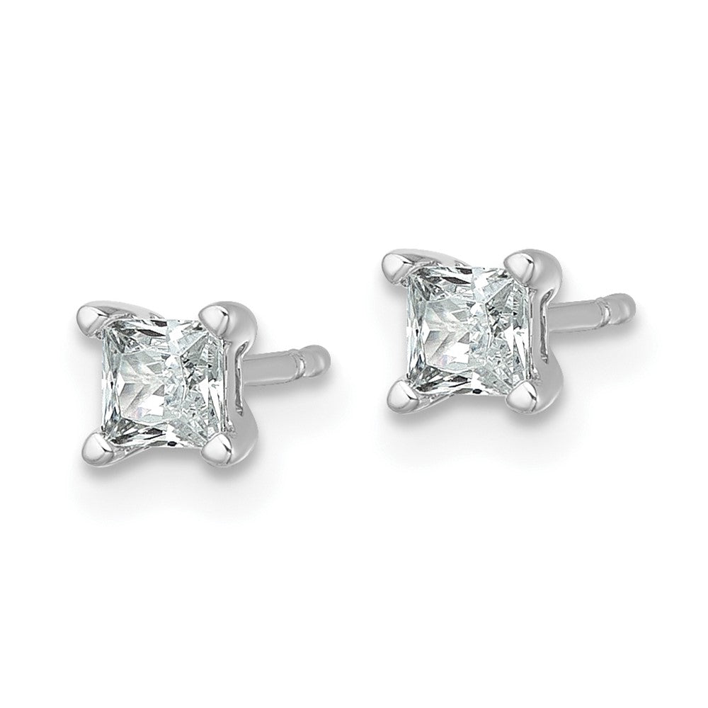 14k White Gold 1/2 ctw Lab Grown Diamond VS/SI+ G+ Princess 4 Prong Heavy Wt. Stud Earrings