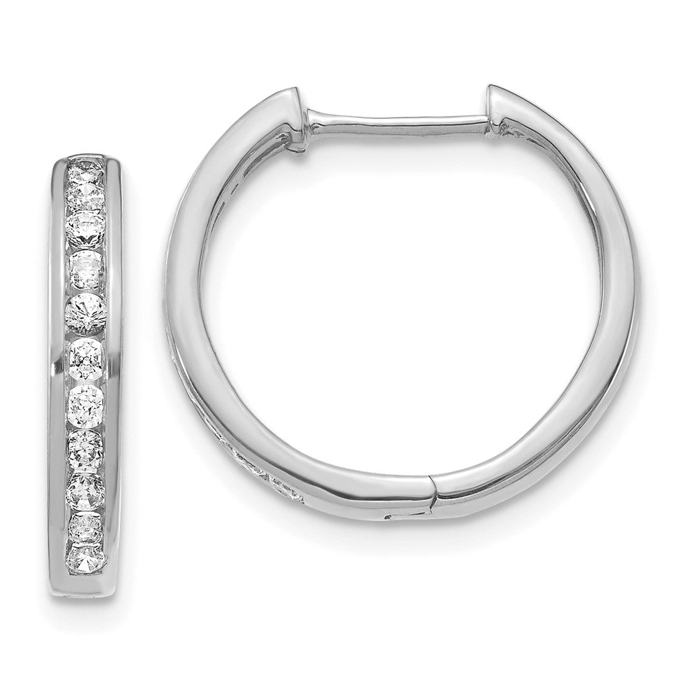 14k White Gold 1/2 carat Lab Grown Diamond VS/SI+ G+ Complete Hinged Hoop Earrings