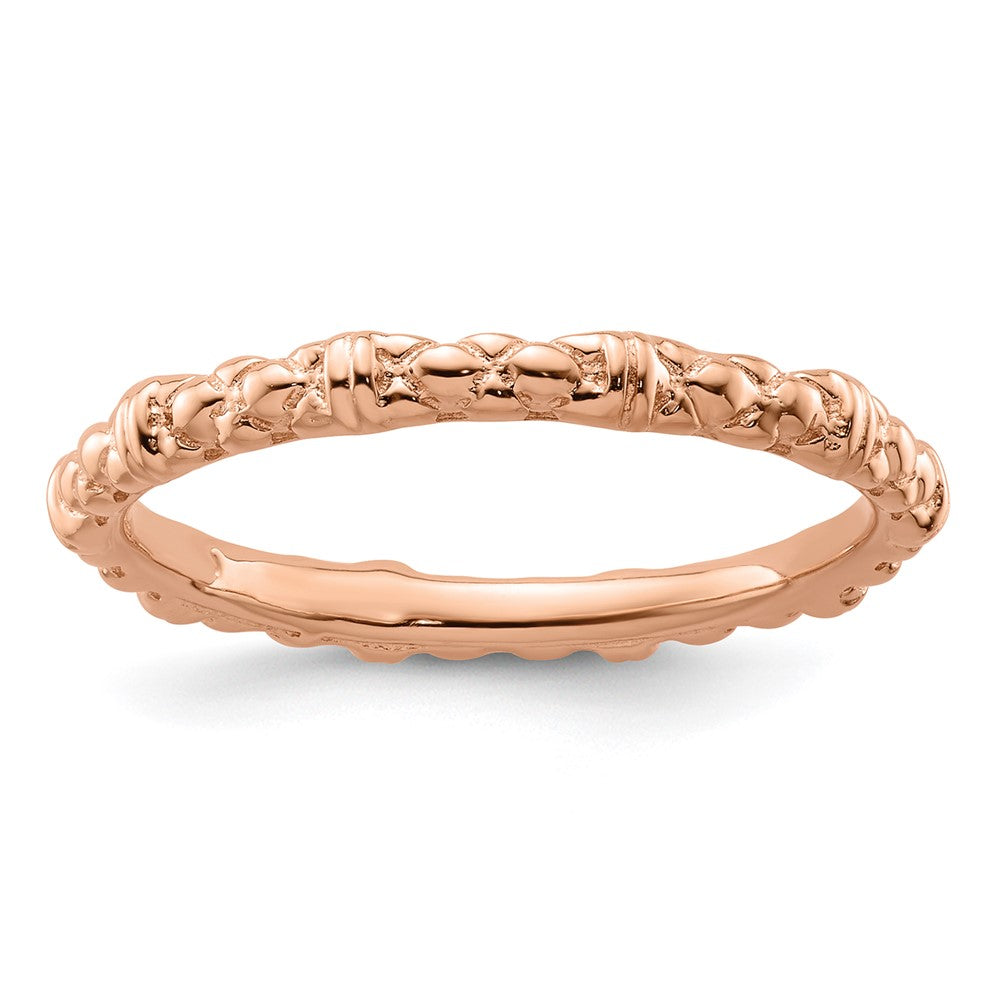 Sterling Silver Stackable Expressions Pink-plated Cable Ring Size -9