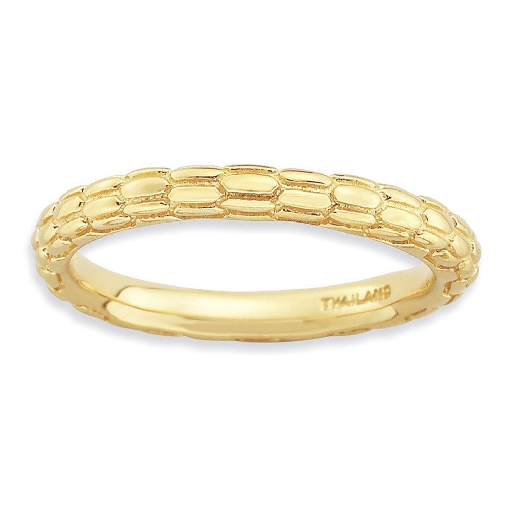 Sterling Silver Stackable Expressions Gold-plated Domed Ring