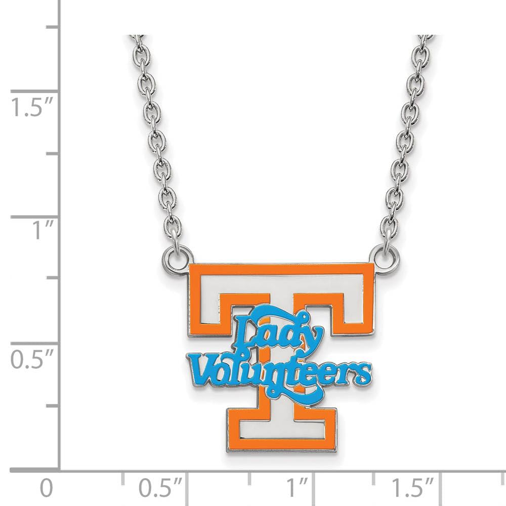 Sterling Silver U of Tennessee Large Enamel Lady Volunteers Necklace