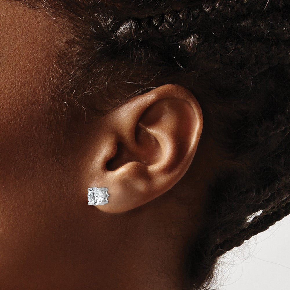 14k White Gold 2 ctw Lab Grown Diamond VS+ F+ Round 4 Prong Heavy Wt. Screwback Stud Earrings