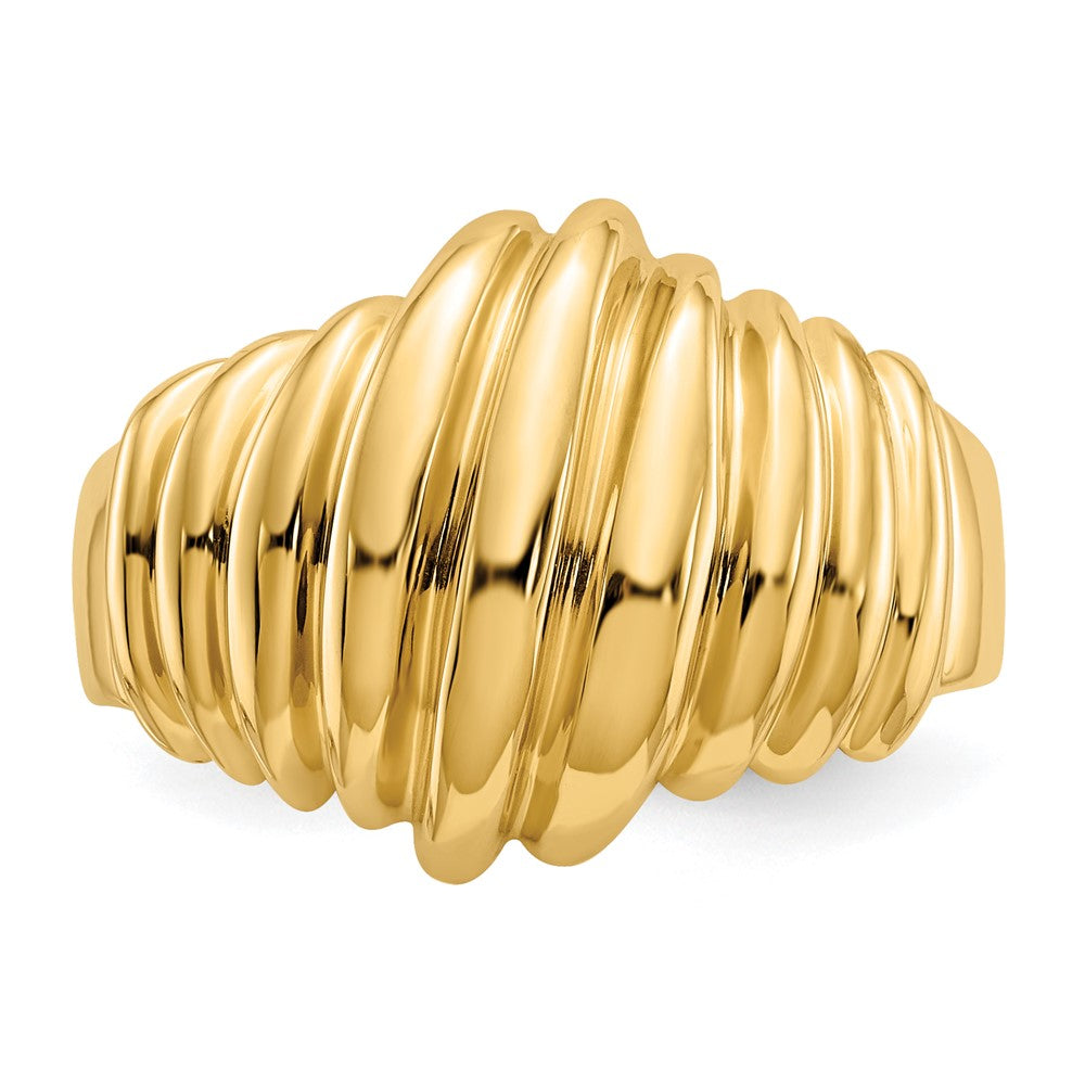 14k Polished Scalloped Dome Ring Size 7