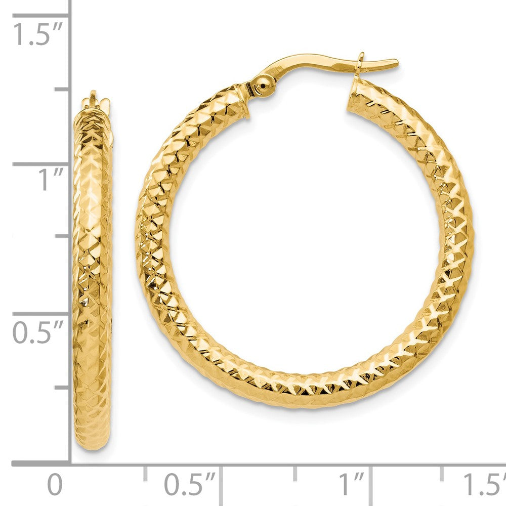 14K ForeverLite Polished and Textured Hoop Earrings