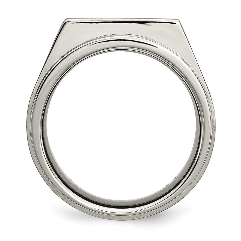 Titanium Satin and Polished 1/20ct Diamond Signet Band Size - 7