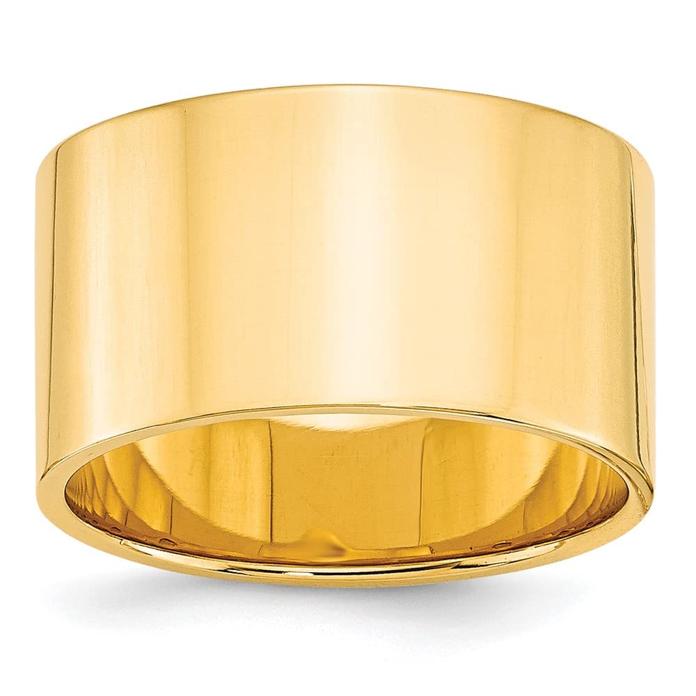 10k Yellow Gold 12mm Lightweight Flat Wedding Band Size 8