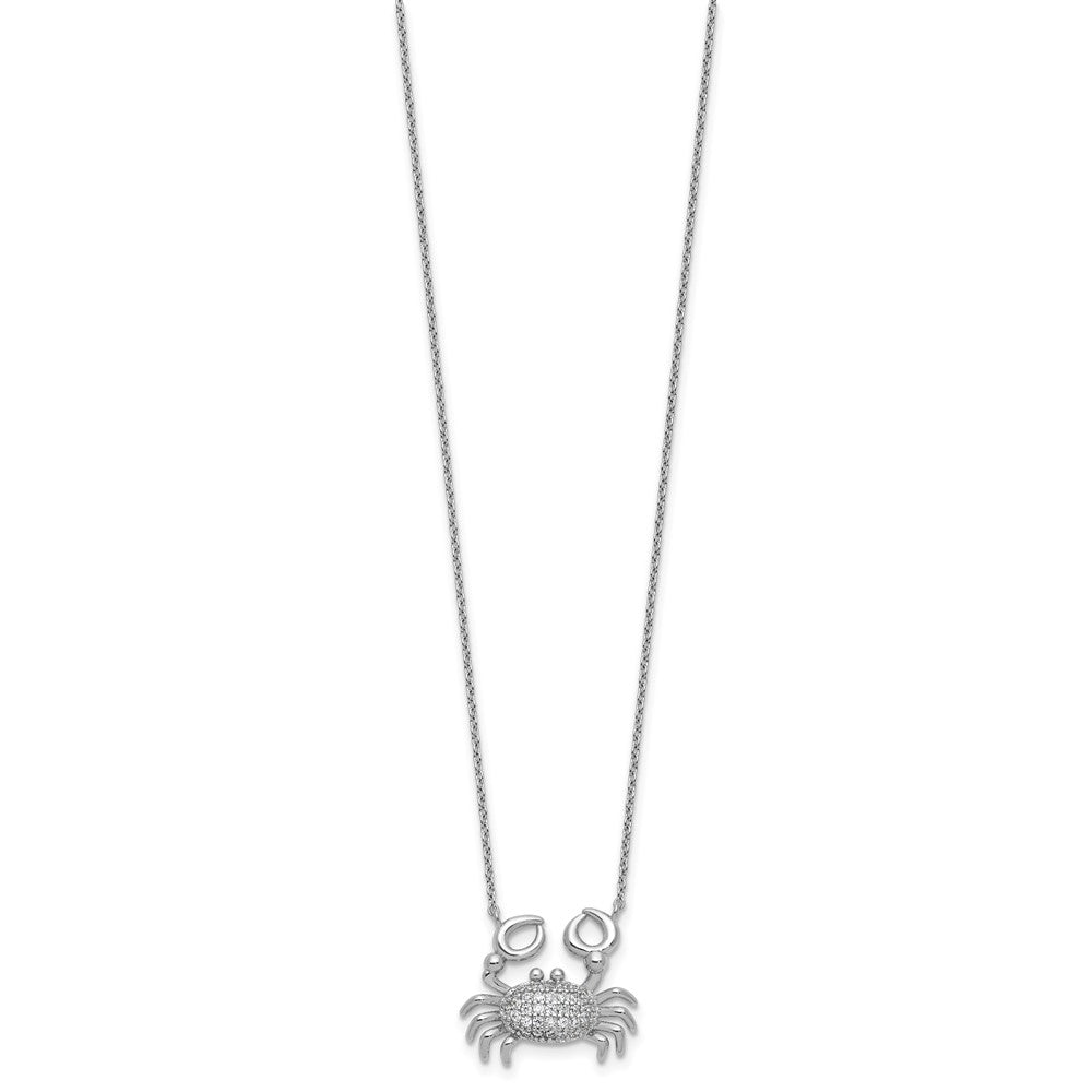 Cheryl M Sterling Silver Rhodium-plated Polished CZ Crab Necklace 18 Inches