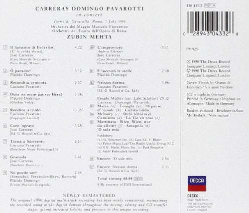 Carreras · Domingo · Pavarotti: The Three Tenors in Concert / Meh