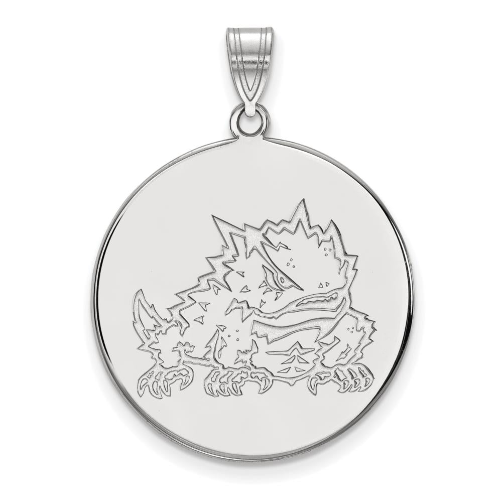 LogoArt SS041TCU Sterling Silver Texas Christian University Extra Large Disc Pendant