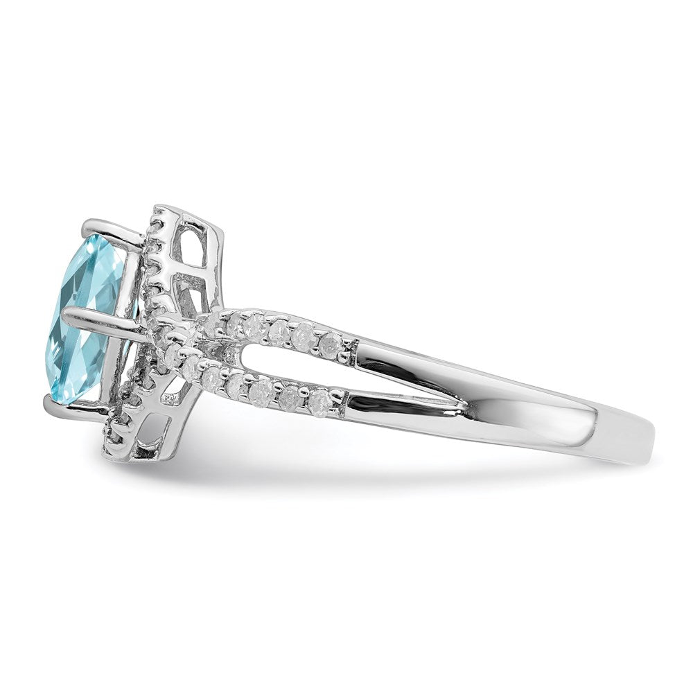 Sterling Silver Rhodium Diam. & Sky Blue Topaz Ring