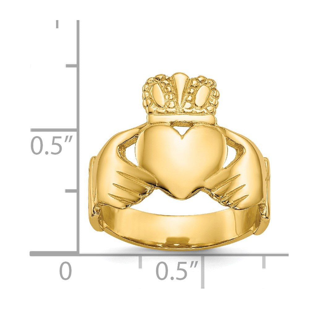14k Polished Ladies Claddagh Ring Size 6