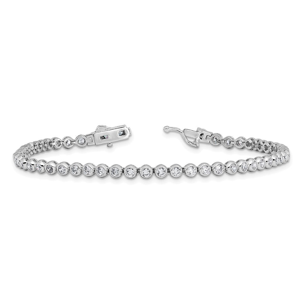 Sterling Shimmer Sterling Silver Rhodium-plated Bezel Set 2.3mm CZ 55 Stone 8 inch Bracelet 8 inches