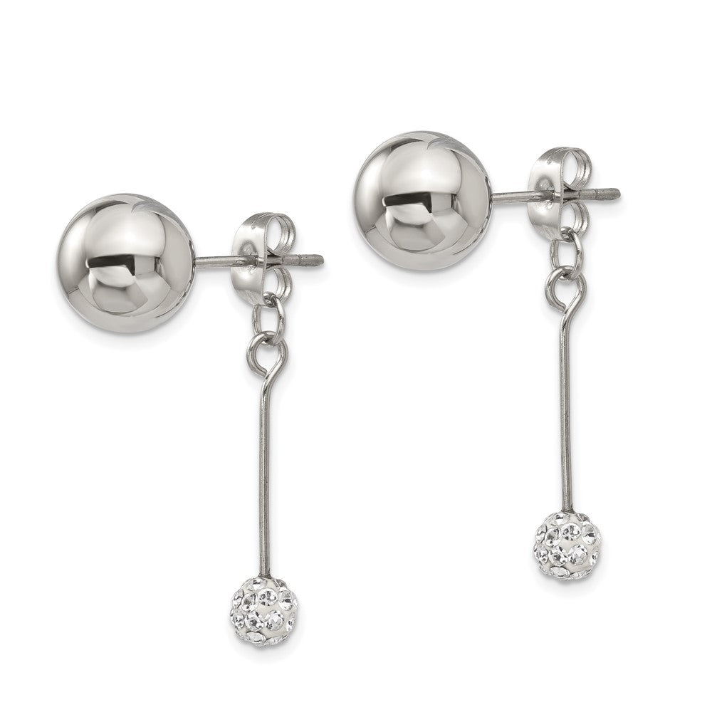 Stainless Steel Polished w/Preciosa Crystal Front/Back Post Dangle