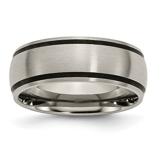 Titanium Brushed with Black Rubber 8mm Band Size - 13