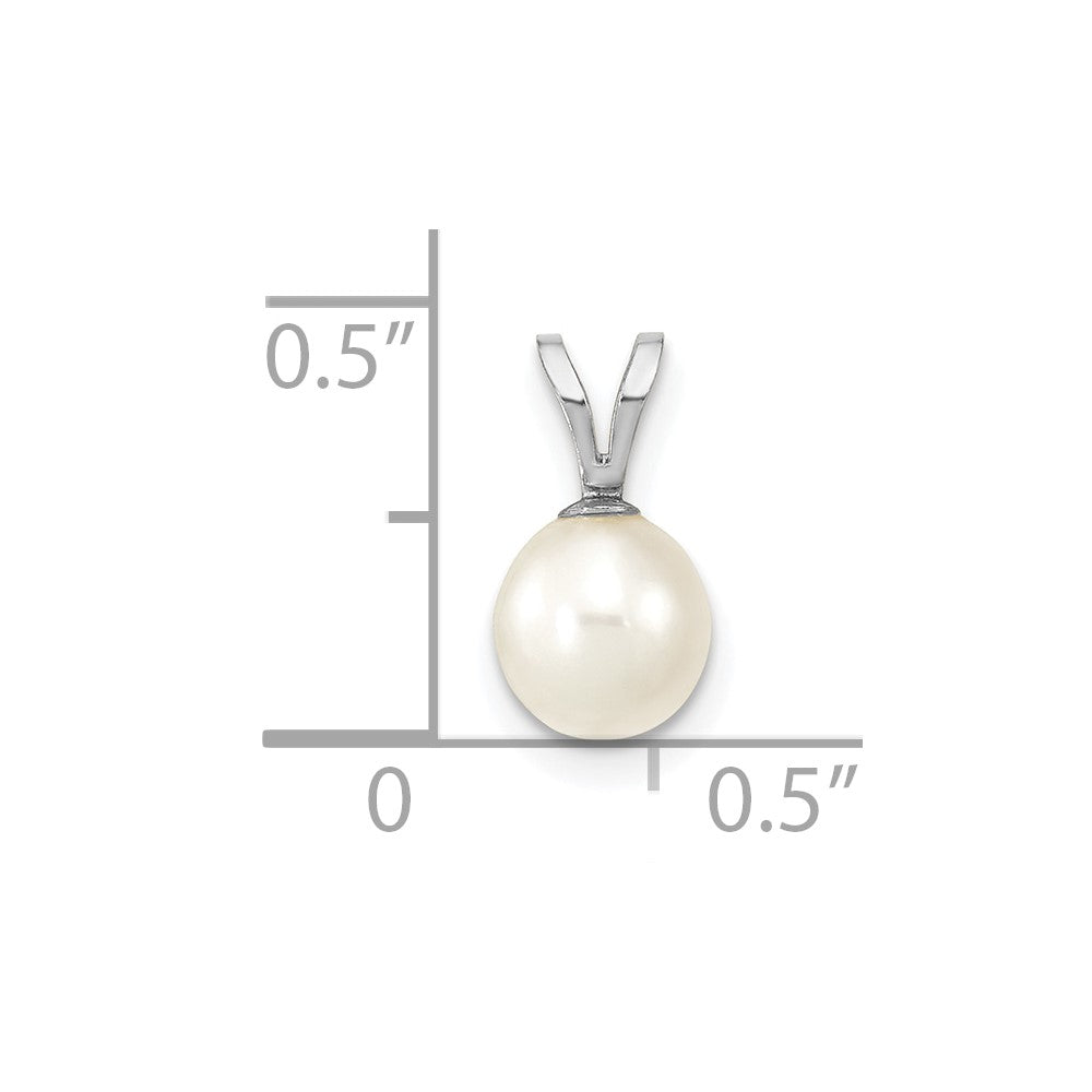 10k White Gold 6-7mm White Round Freshwater Cultured Pearl Pendant