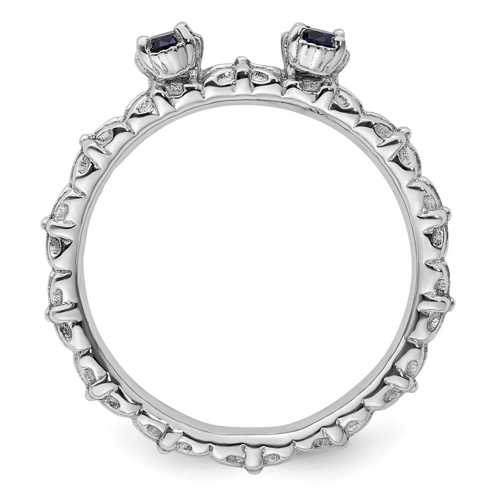 Sterling Silver Stackable Expressions Created Sapphire Two Stone Ring Size -9