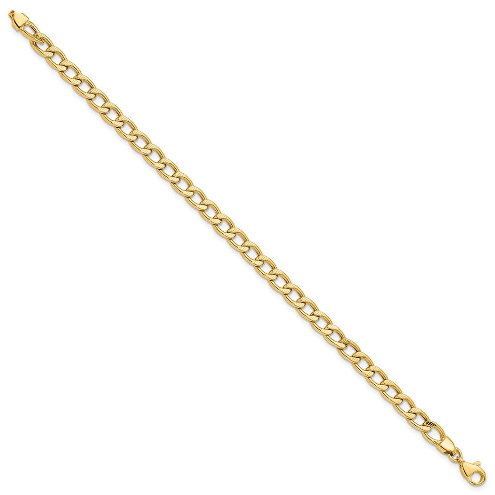 14K Polished and Textured Link Bracelet 7.5  inches