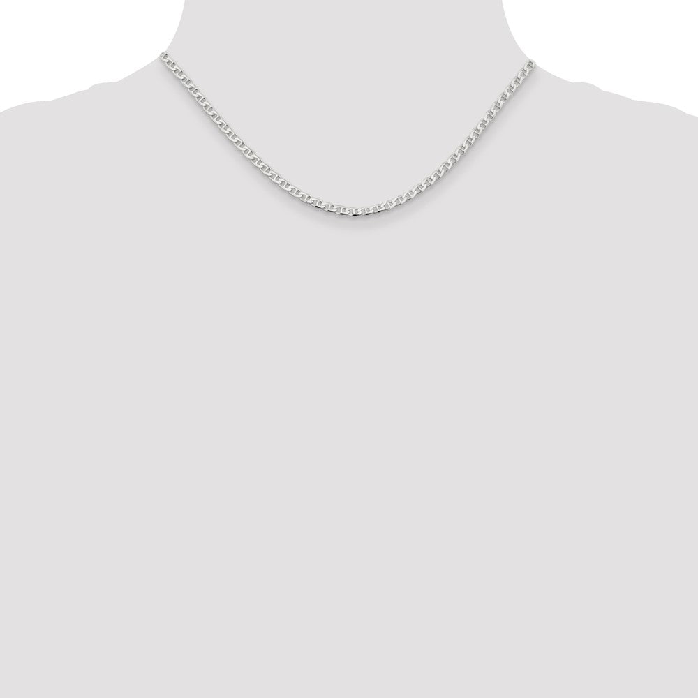 Sterling Silver 3.15mm D/C Flat Anchor Curb Chain 16 Inches