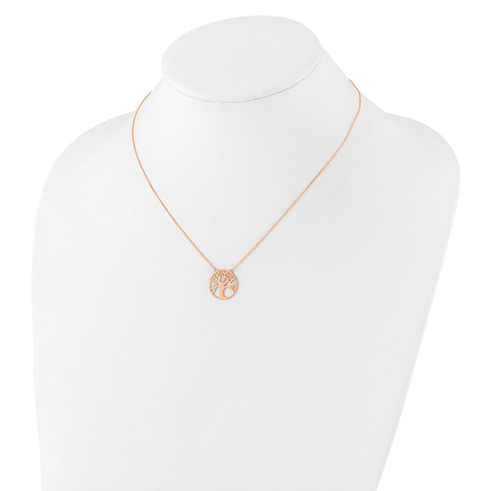 14K Rose Gold Polished Tree of Life Necklace