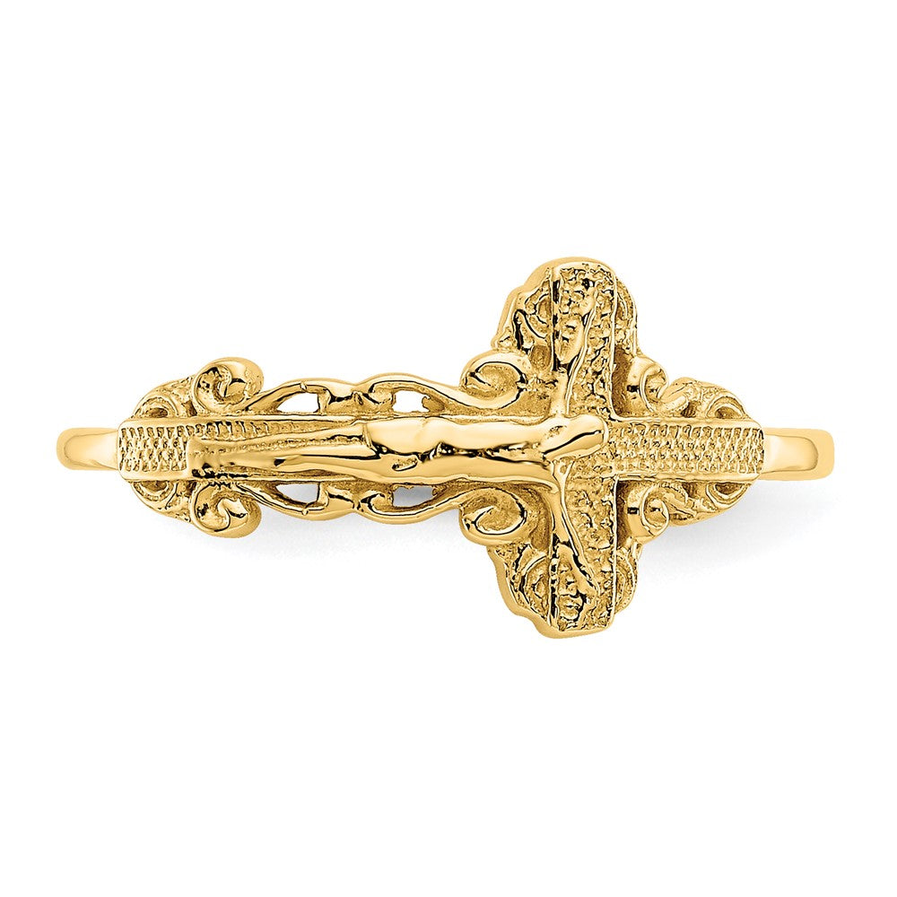 14k Diamond-Cut Crucifix Ring Size 6