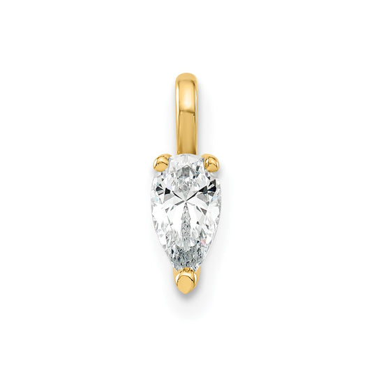 14ky 5.85x3.0mm Pear Lab Grown Diamond VS+ F+ Solitaire Pendant