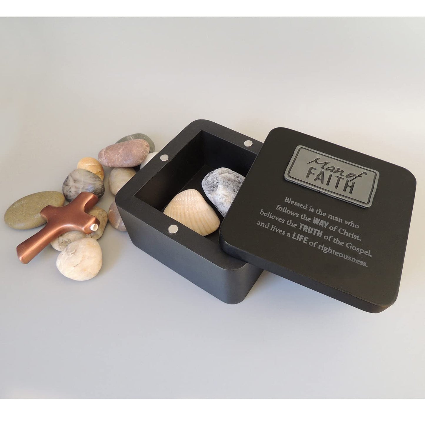 Abbey & CA Gift Man Of Faith Keepsake Box W/ Magnetic Cover
