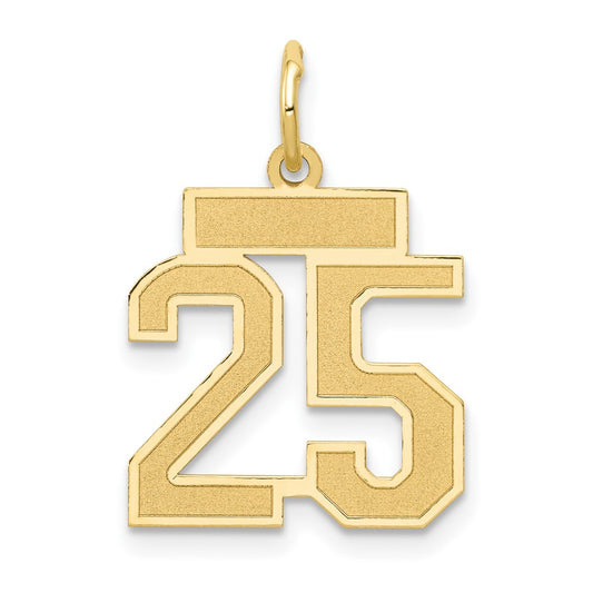 14k Small Satin Number 25 Charm