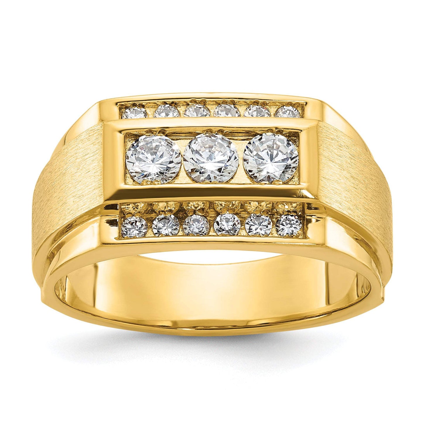 IBGoodman 14k 3/4 carat Lab Grown Diamond VS/SI+ G+ Complete Polished and Satin Men's Ring