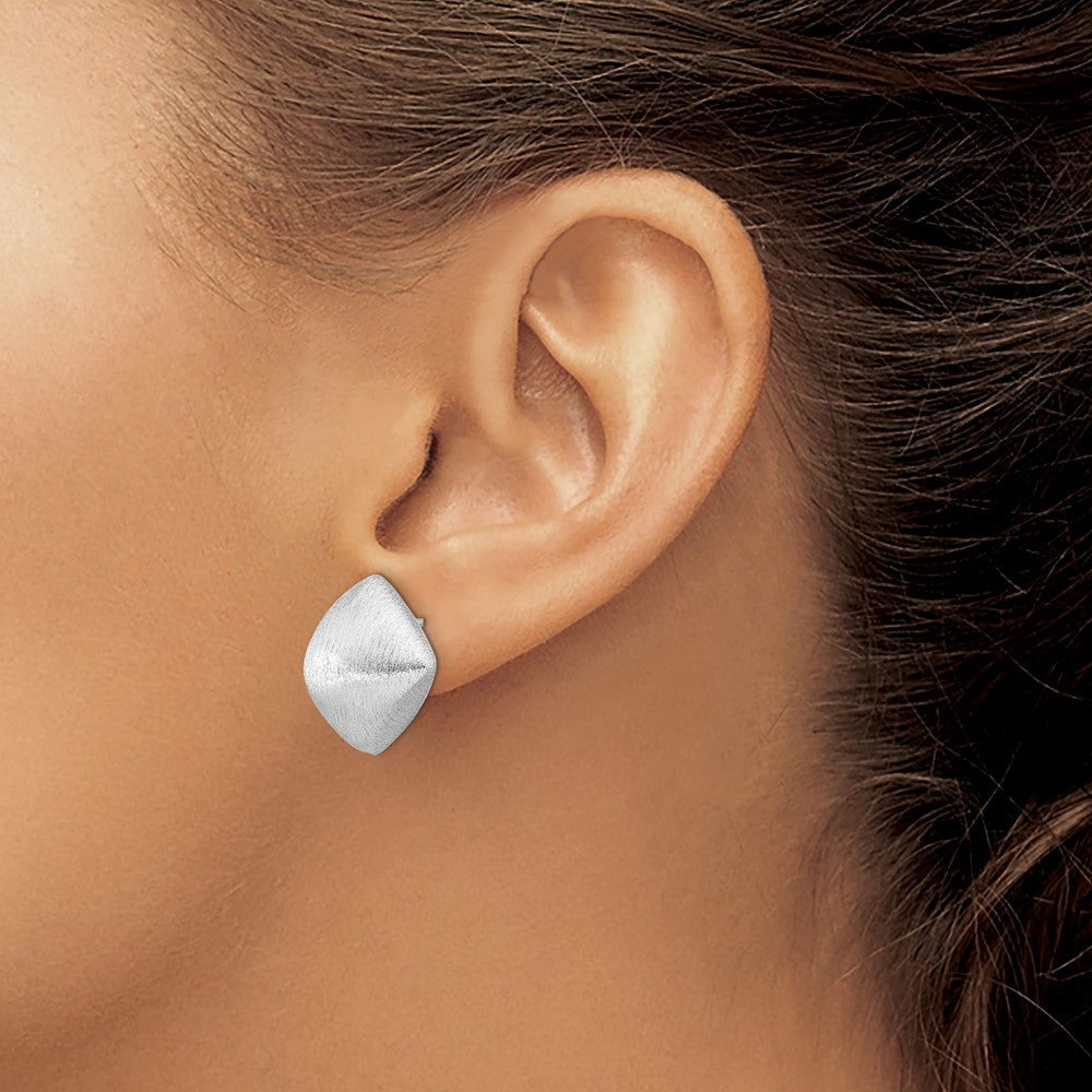 Sterling Silver Rhodium-plated Etched Square Post Earrings