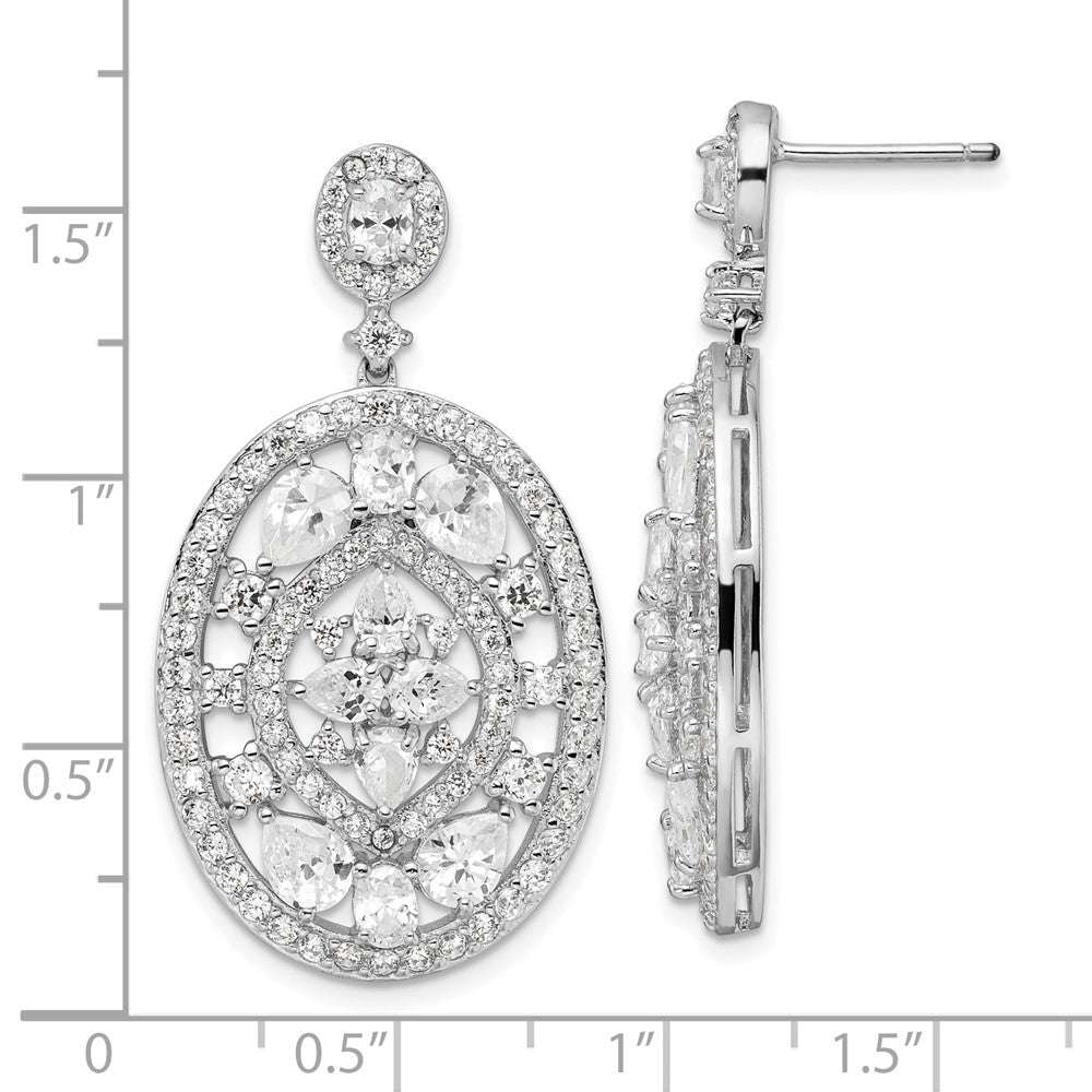 Cheryl M Sterling Silver CZ Fancy Post Dangle Earrings