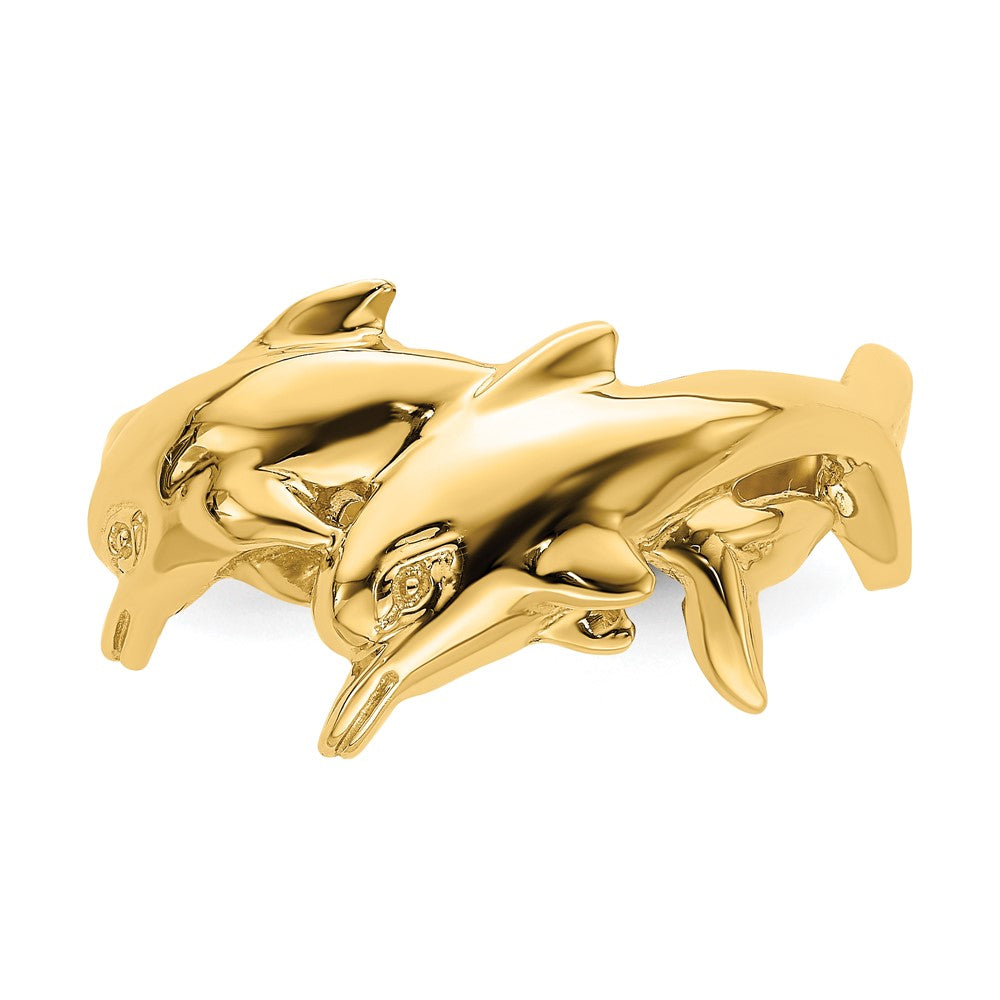 14K Polished Double Dolphin Ring Size 7