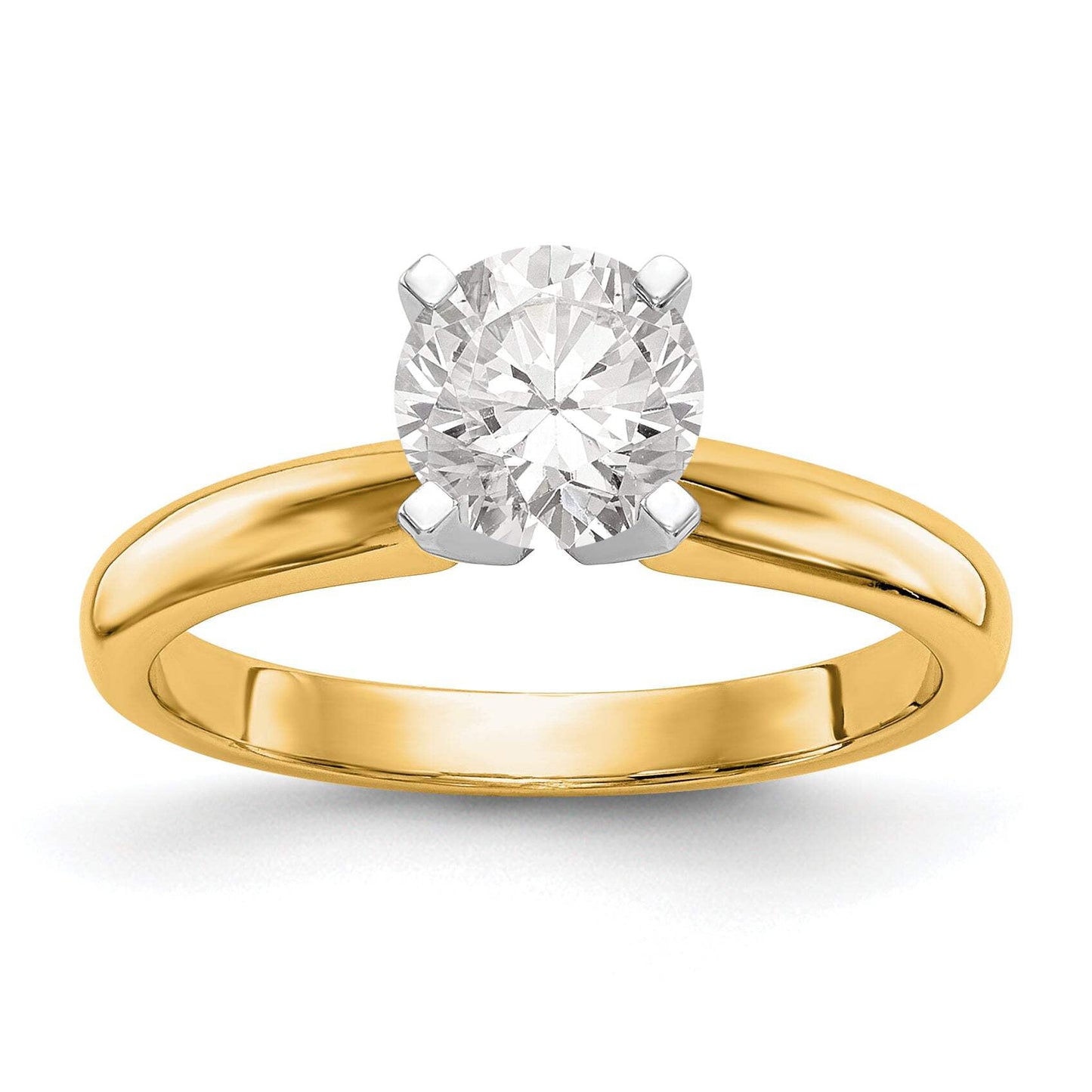 14kTwo-Tone 1.5 carat Medium-Weight Knife Edge/Half-Round 4-Prong Round Solitaire Ring Mounting (No Stone Included)