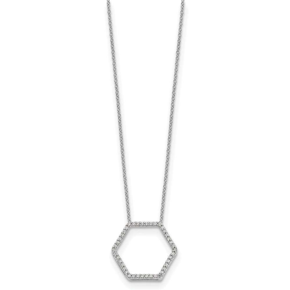 True Origin 14k White Gold 1/4 carat Lab Grown Diamond VS DEF 18 inch Hexagon Necklace