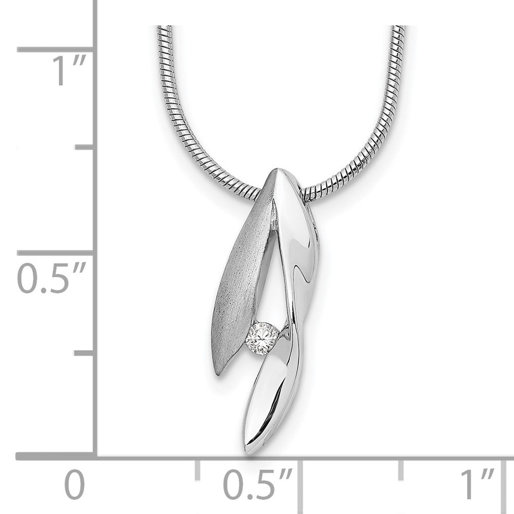 White Ice Sterling Silver Rhodium-plated Satin and Polished 18 Inch Diamond Necklace with 2 Inch Extender 18 Inches