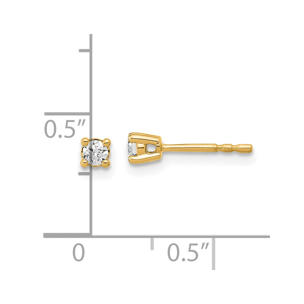 14k Yellow Gold 1/6 ctw Lab Grown Diamond VS+ F+ Round 4 Prong Heavy Wt. Stud Earrings