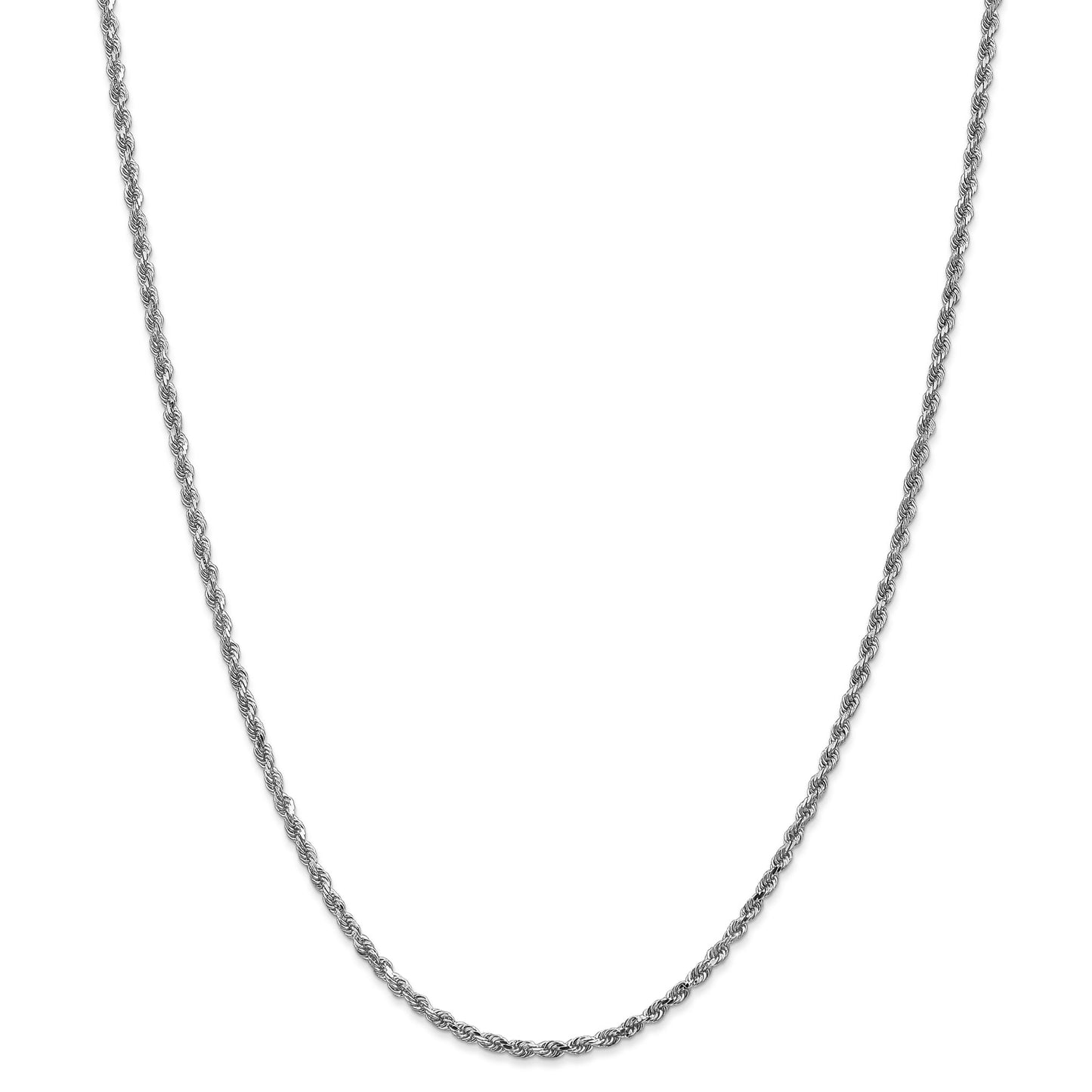 10k White Gold 2.25mm Diamond-cut Rope Chain