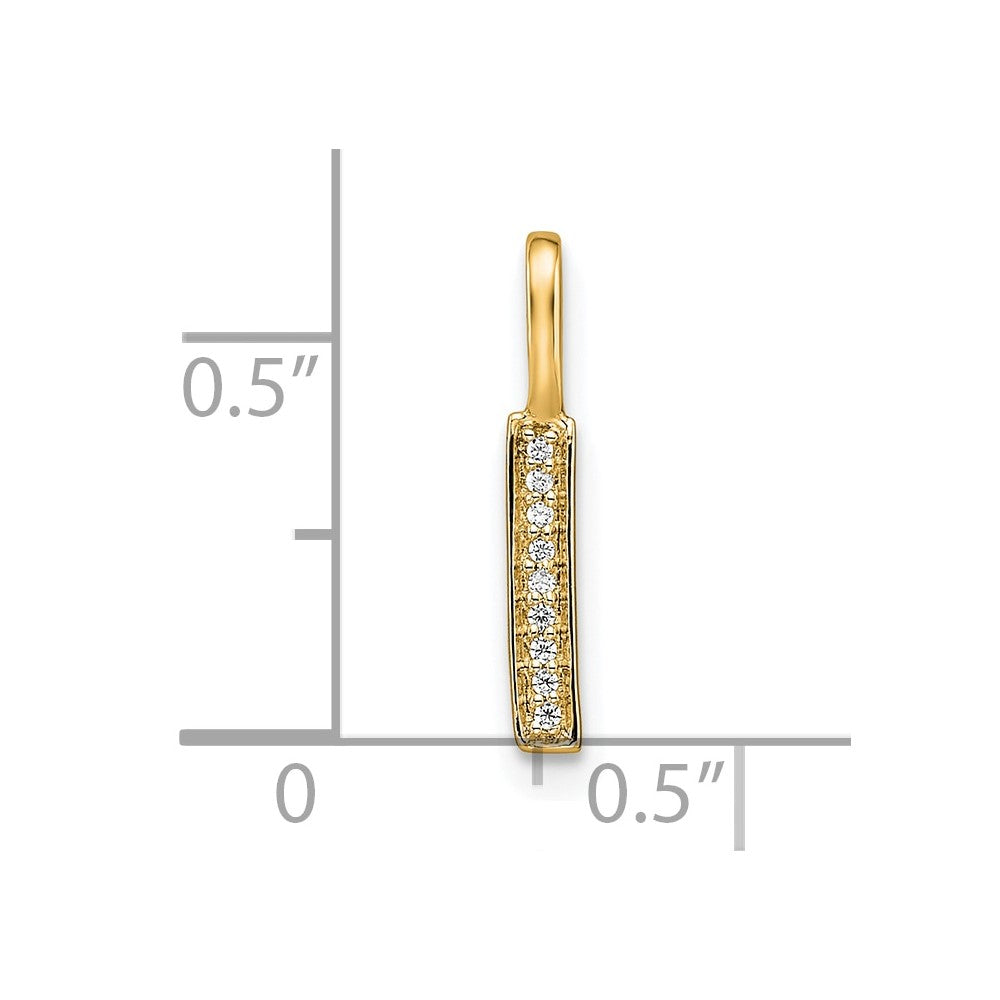 14K Yellow Gold Diamond Letter I Initial Pendant