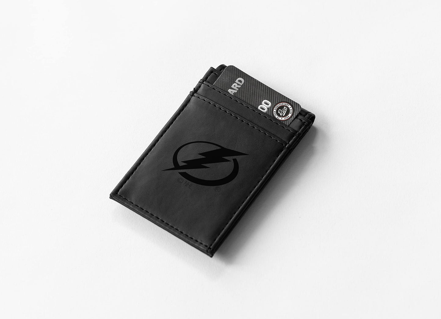 Lightning Laser Engraved Black Front Pocket Wallet