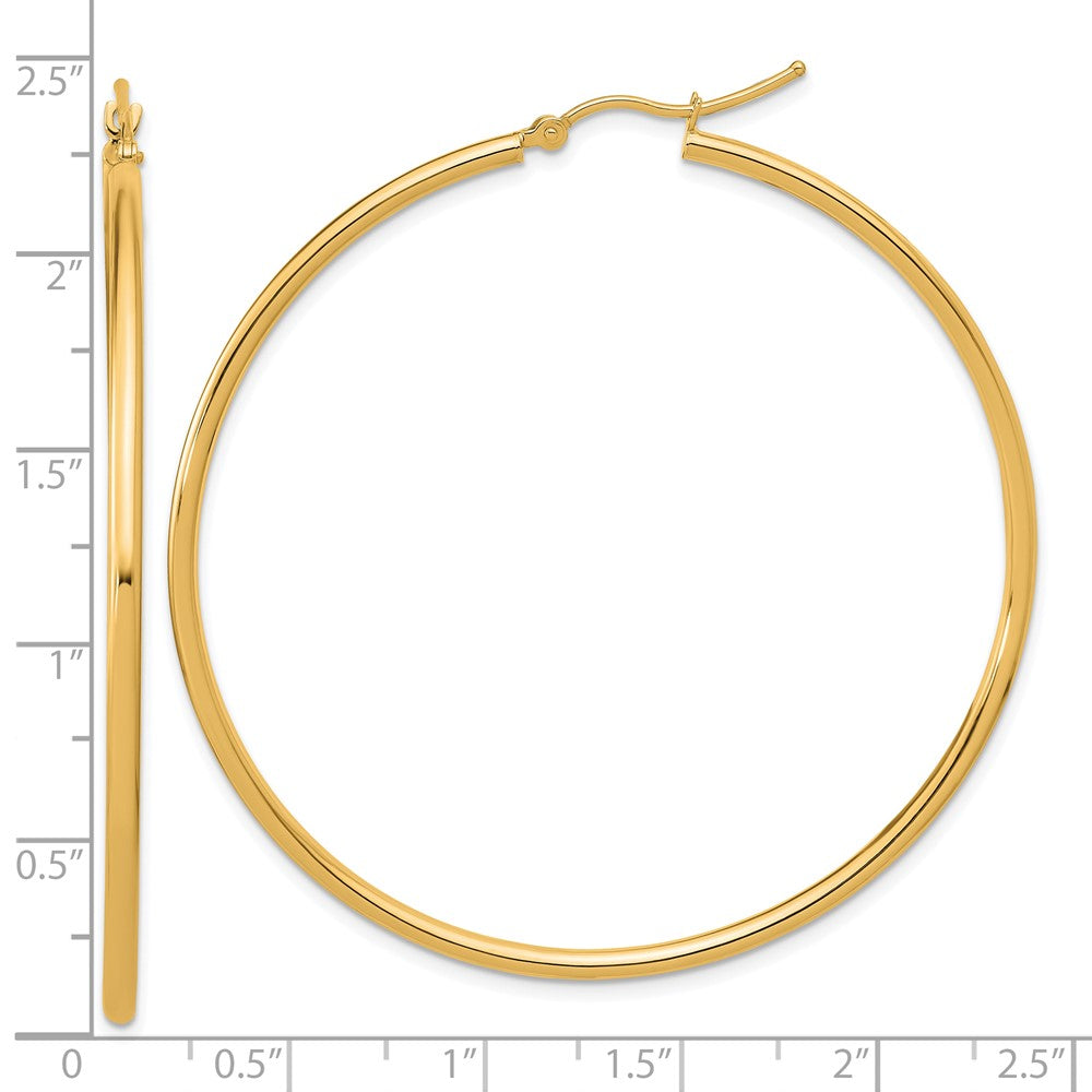 14k Polished 2x55mm Polished Hoop Earrings
