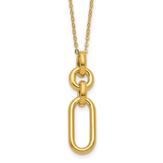 14K Polished Fancy Dangling Mixed Links Necklace