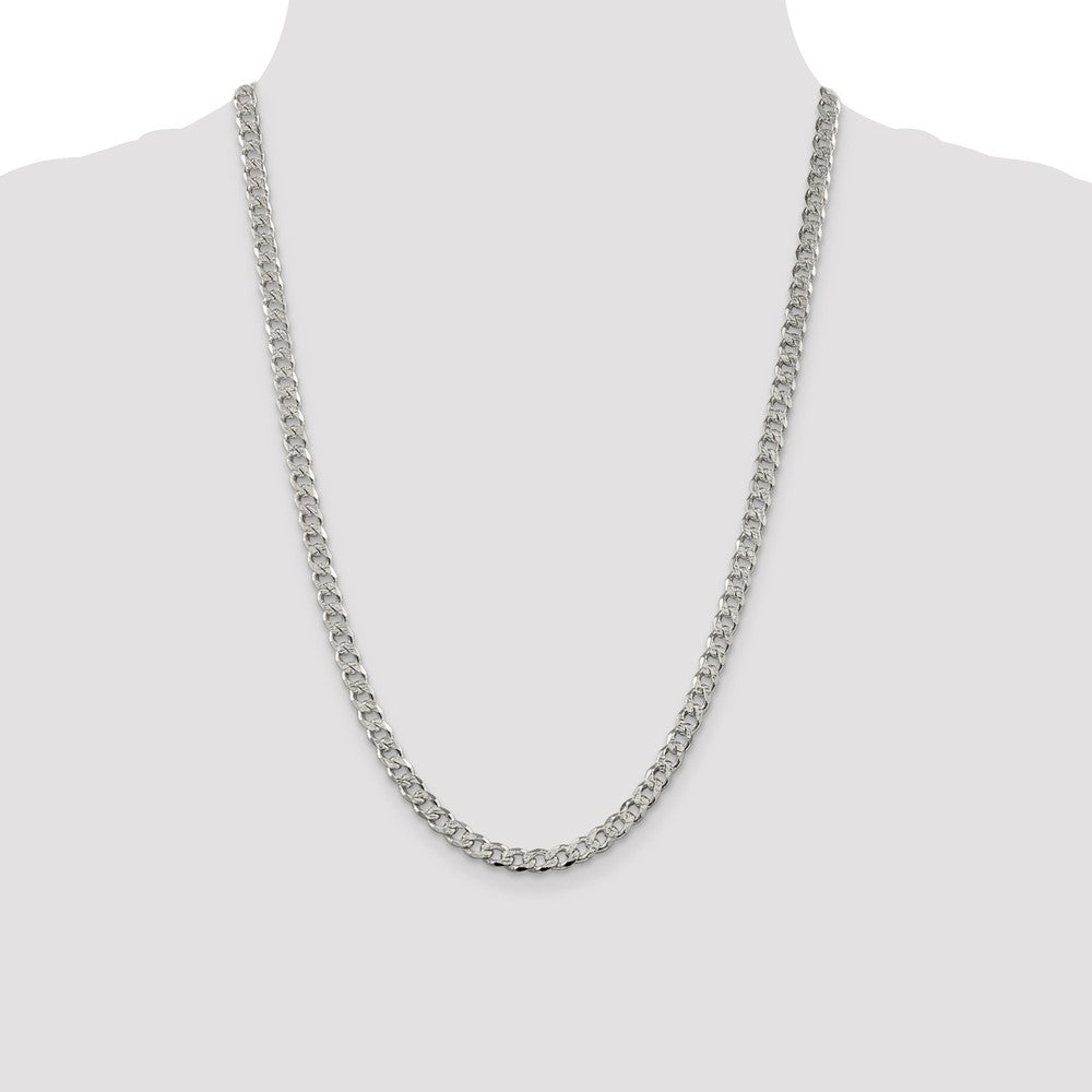Sterling Silver 5.5mm Pav‚ Curb Chain 24 Inches