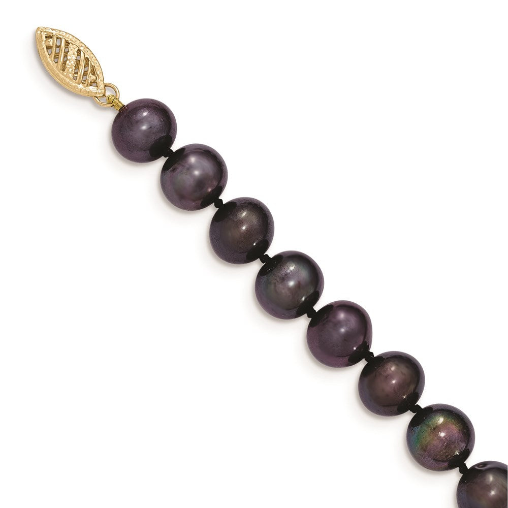 14k 8-9mm Black Near-Round Freshwater Cultured Pearl 20 inch Necklace