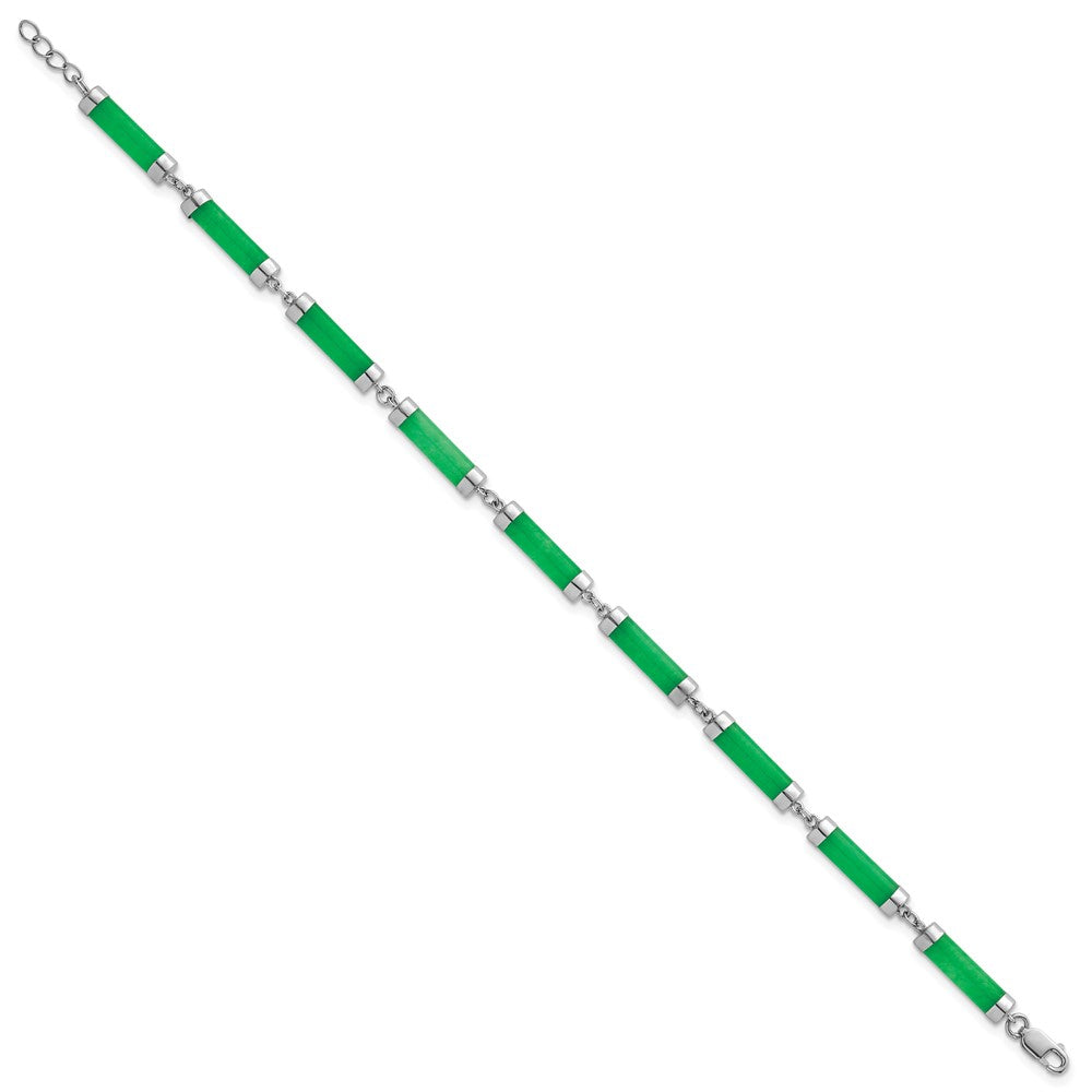 Sterling Silver Rhodium-plated Polished Jade Bars 8 Inch Bracelet 8 inches