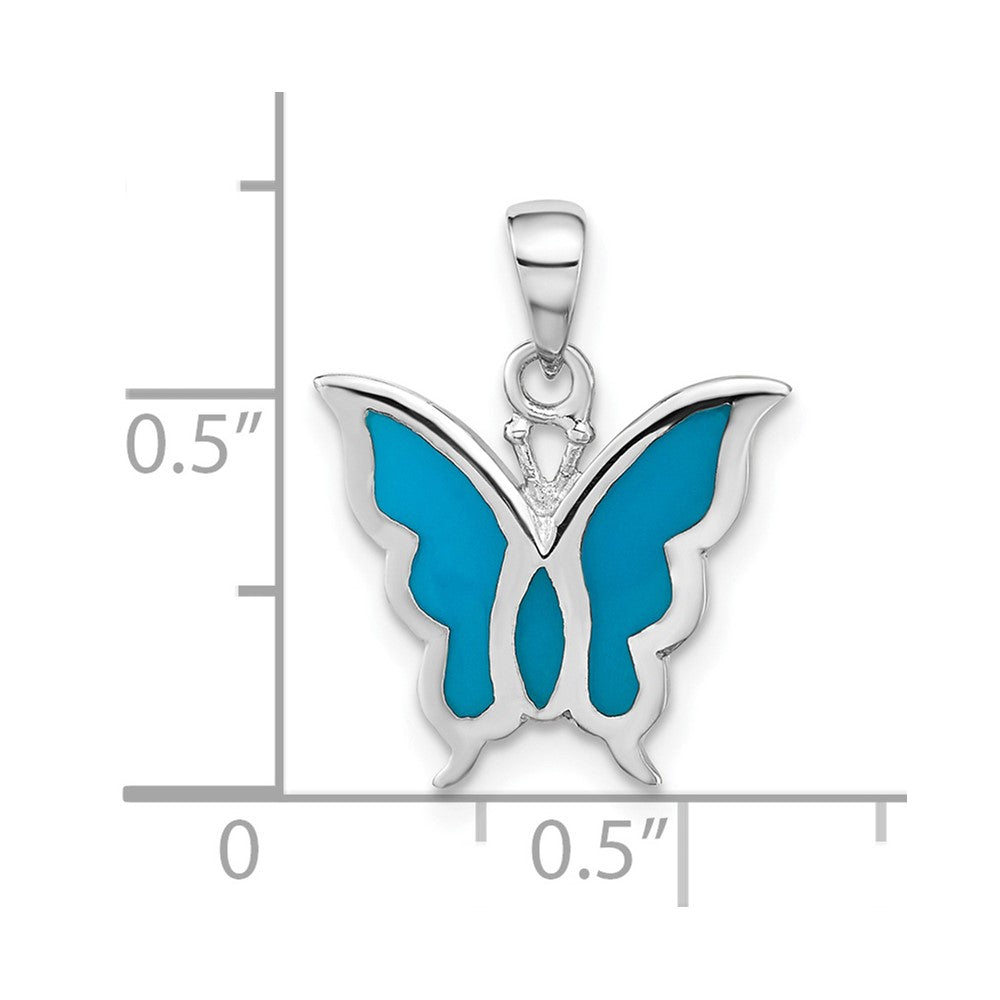 Sterling Silver Blue Enamel Butterfly Pendant