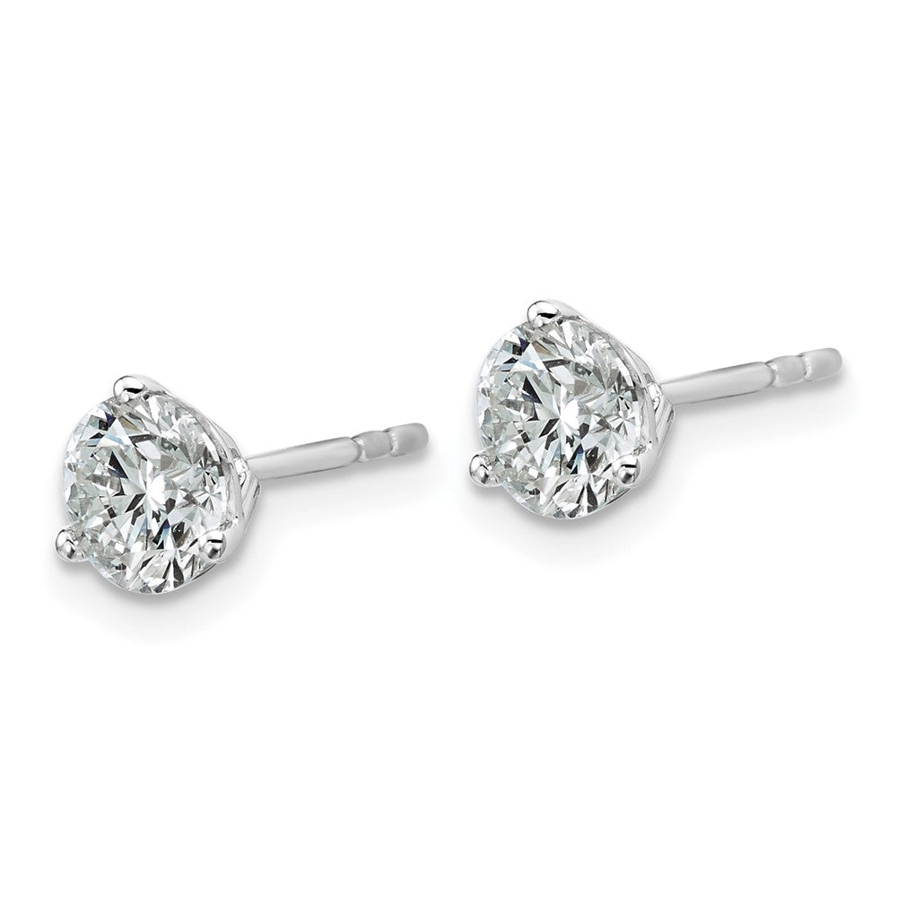 14k White Gold 1 1/2 ctw Certified Lab Grown Diamond VS/SI+ G+ Round 3 Prong Heavy Wt. Stud Earrings